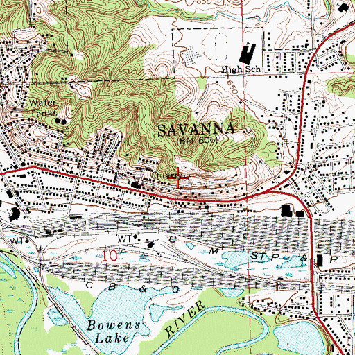 Topographic Map of City of Savanna, IL