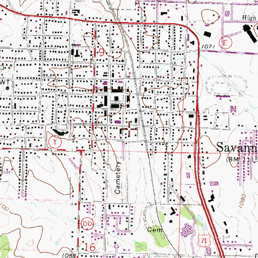 Topographic Map of City of Savannah, MO