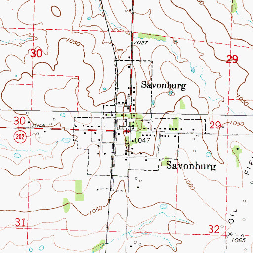 Topographic Map of City of Savonburg, KS
