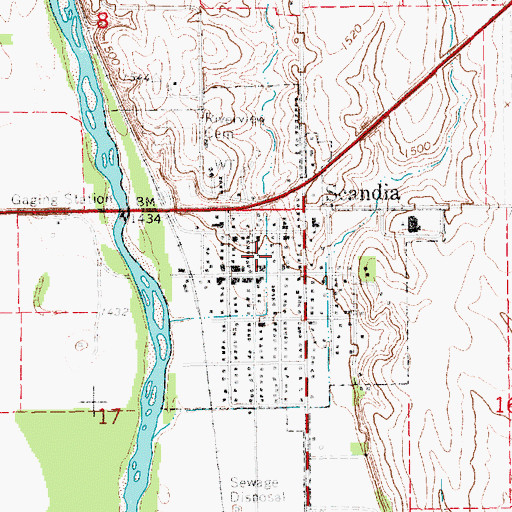 Topographic Map of City of Scandia, KS
