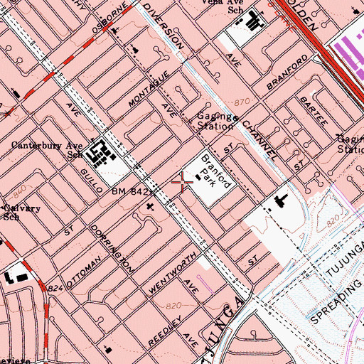 Topographic Map of Branford Park, CA