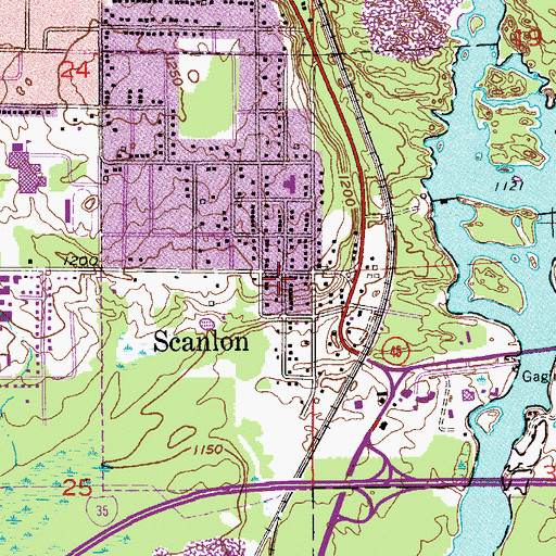 Topographic Map of City of Scanlon, MN
