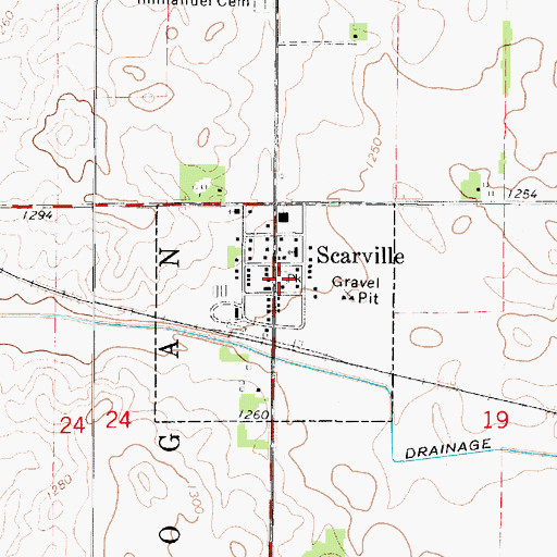 Topographic Map of City of Scarville, IA