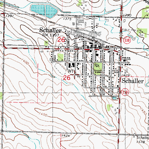 Topographic Map of City of Schaller, IA