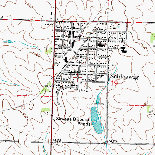 Topographic Map of City of Schleswig, IA