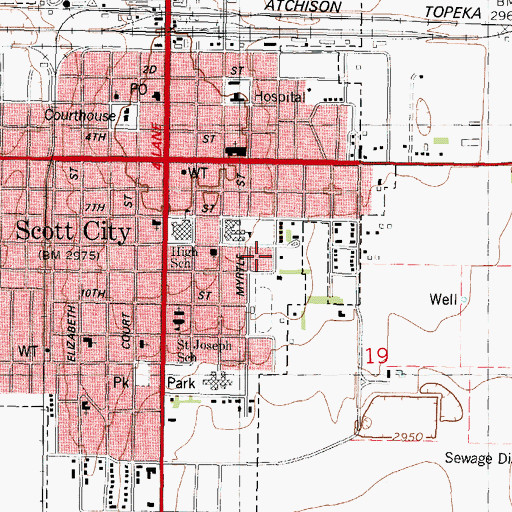 Topographic Map of City of Scott City, KS