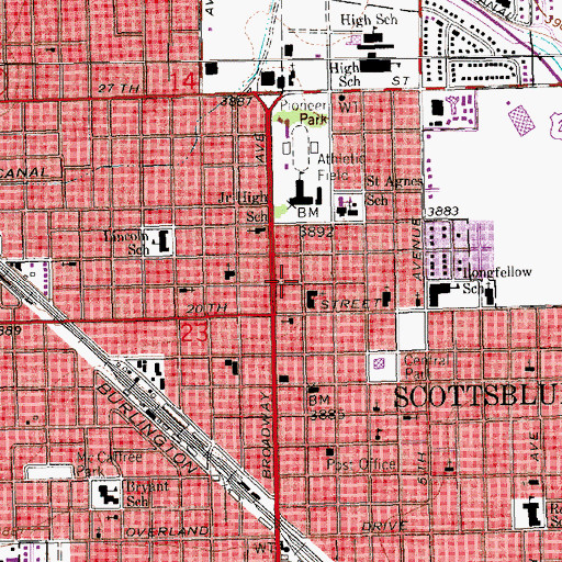 Topographic Map of City of Scottsbluff, NE