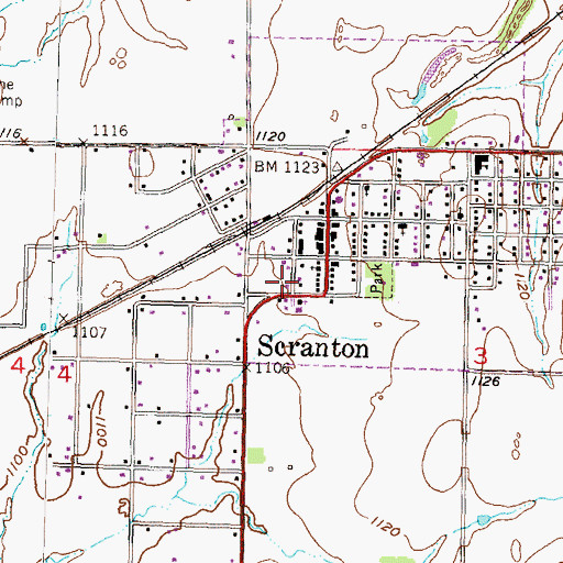 Topographic Map of City of Scranton, KS