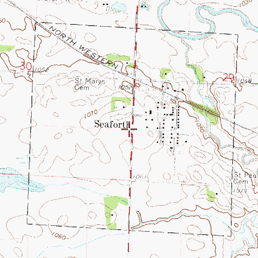 Topographic Map of City of Seaforth, MN