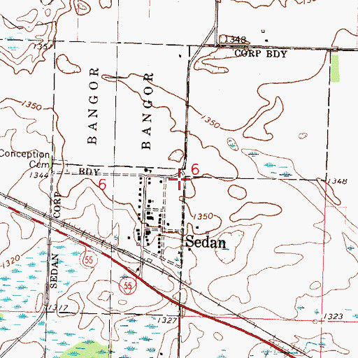Topographic Map of City of Sedan, MN