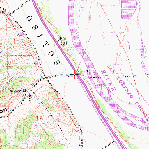 Topographic Map of Branstetter Canyon, CA
