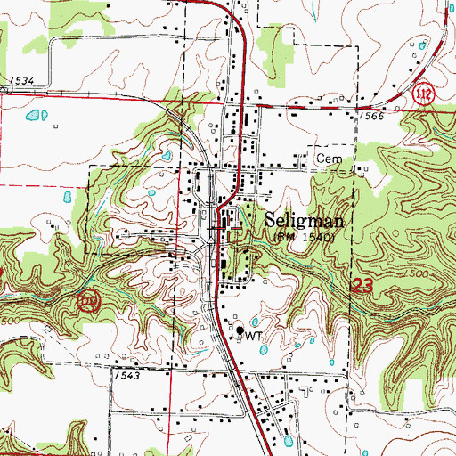 Topographic Map of City of Seligman, MO