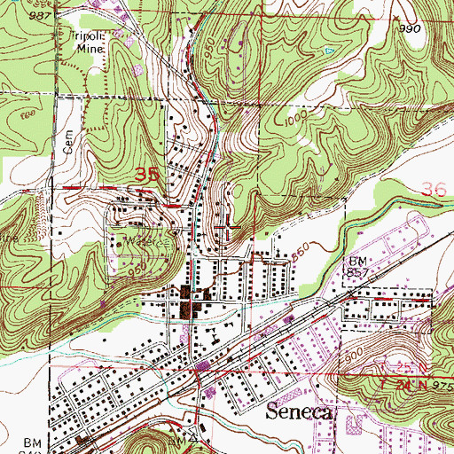 Topographic Map of City of Seneca, MO