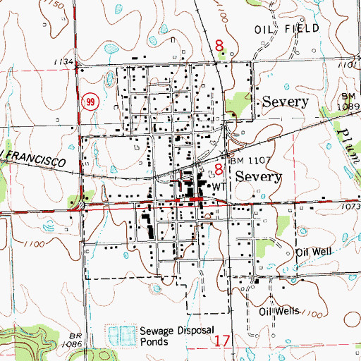 Topographic Map of City of Severy, KS