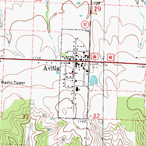 Topographic Map of Town of Avilla, MO