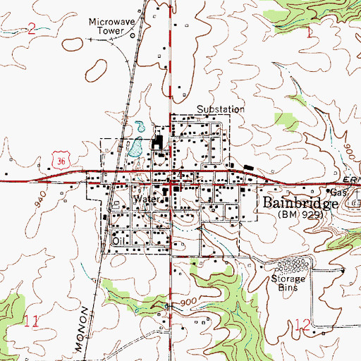 Topographic Map of Town of Bainbridge, IN