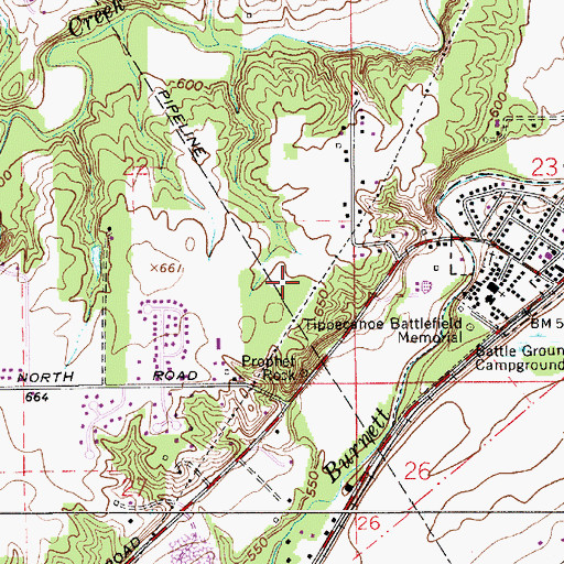 Topographic Map of Town of Battle Ground, IN
