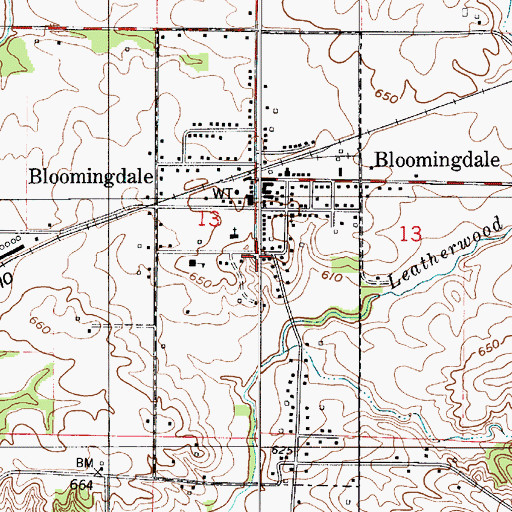 Topographic Map of Town of Bloomingdale, IN
