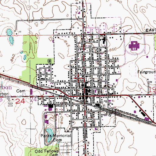 Topographic Map of Town of Bourbon, IN