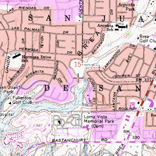 Topographic Map of Brea Canyon, CA