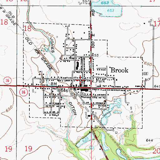 Topographic Map of Town of Brook, IN