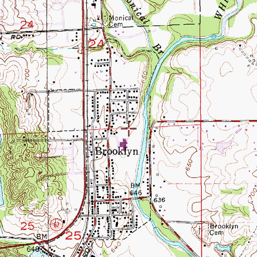 Topographic Map of Town of Brooklyn, IN