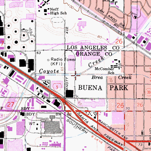Topographic Map of Brea Creek, CA
