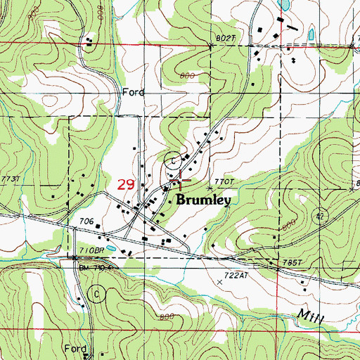 Topographic Map of Town of Brumley, MO