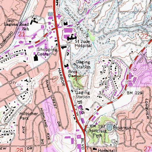 Topographic Map of Brea Dam, CA