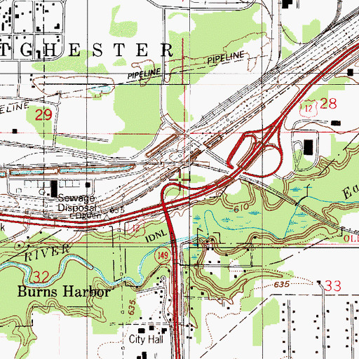 Topographic Map of Town of Burns Harbor, IN