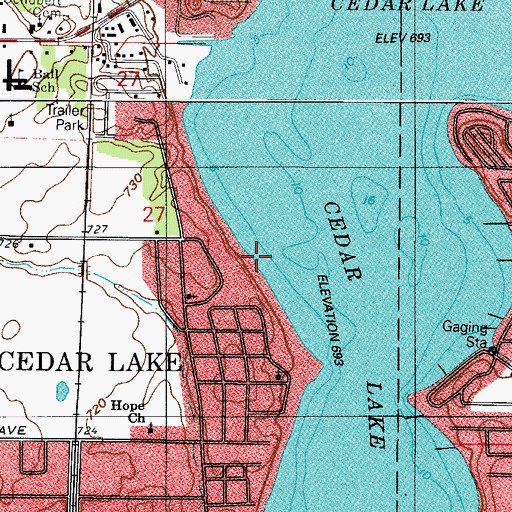 Topographic Map of Town of Cedar Lake, IN