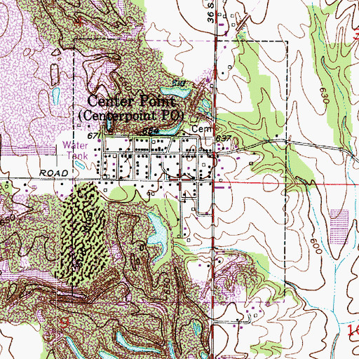 Topographic Map of Town of Center Point, IN