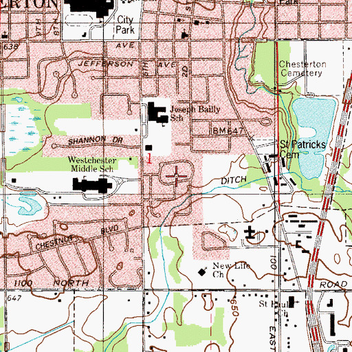 Topographic Map of Town of Chesterton, IN