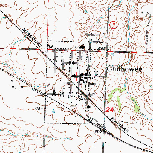 Topographic Map of Town of Chilhowee, MO