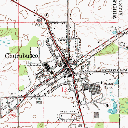 Topographic Map of Town of Churubusco, IN
