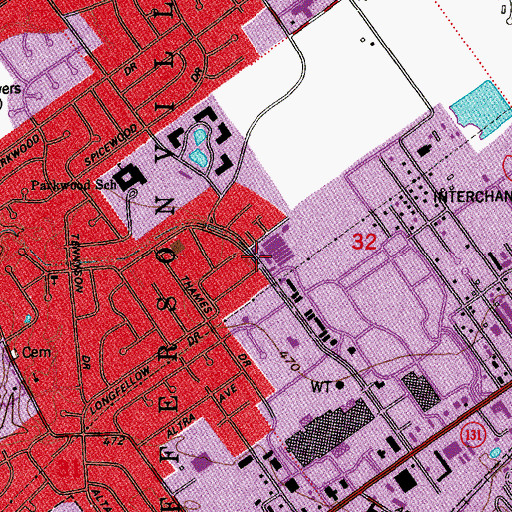 Topographic Map of Town of Clarksville, IN