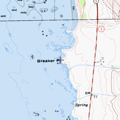 Topographic Map of Breaker Point, CA