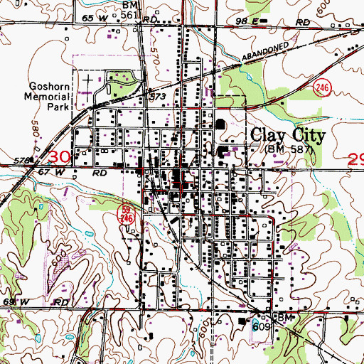 Topographic Map of Town of Clay City, IN