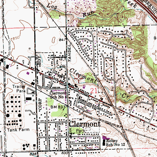 Topographic Map of Town of Clermont, IN