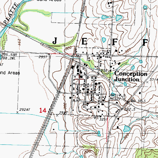 Topographic Map of Town of Conception Junction, MO