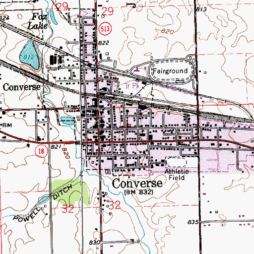 Topographic Map of Town of Converse, IN