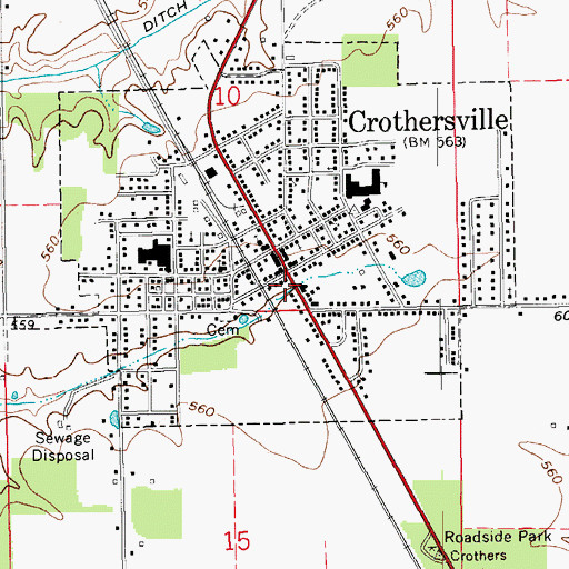 Topographic Map of Town of Crothersville, IN