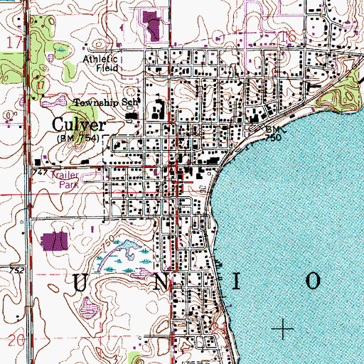 Topographic Map of Town of Culver, IN