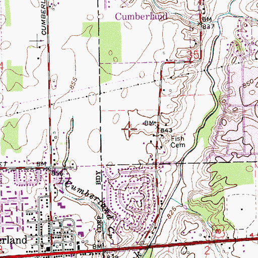 Topographic Map of Town of Cumberland, IN
