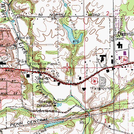 Topographic Map of Town of Danville, IN