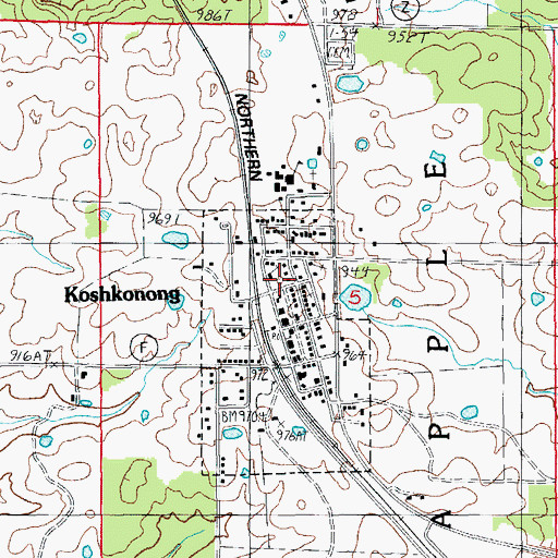 Topographic Map of Town of Koshkonong, MO