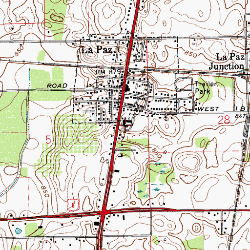 Topographic Map of Town of La Paz, IN