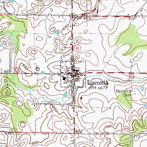 Topographic Map of Town of Laconia, IN