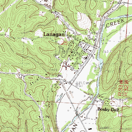 Topographic Map of Town of Lanagan, MO