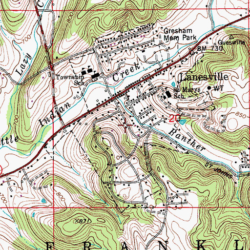 Topographic Map of Town of Lanesville, IN
